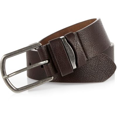 Brown pebbled metal insert belt